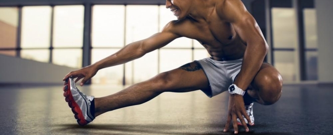 Athlete stretching foot